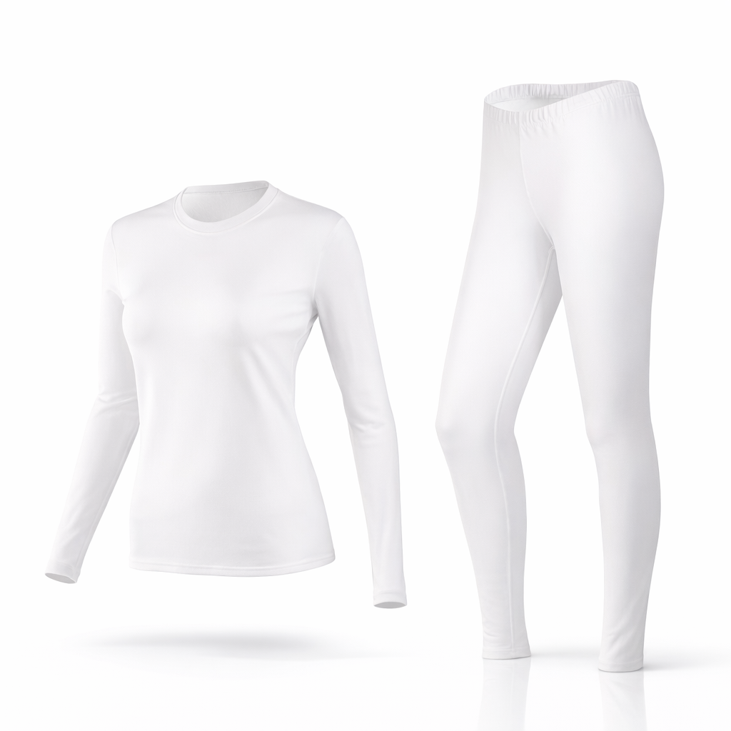 Women's Thermal Fleece Base Layer Set | Warm Autumn Winter Underwear | Solid Knit Top & Leggings | Polyester | Hand Wash