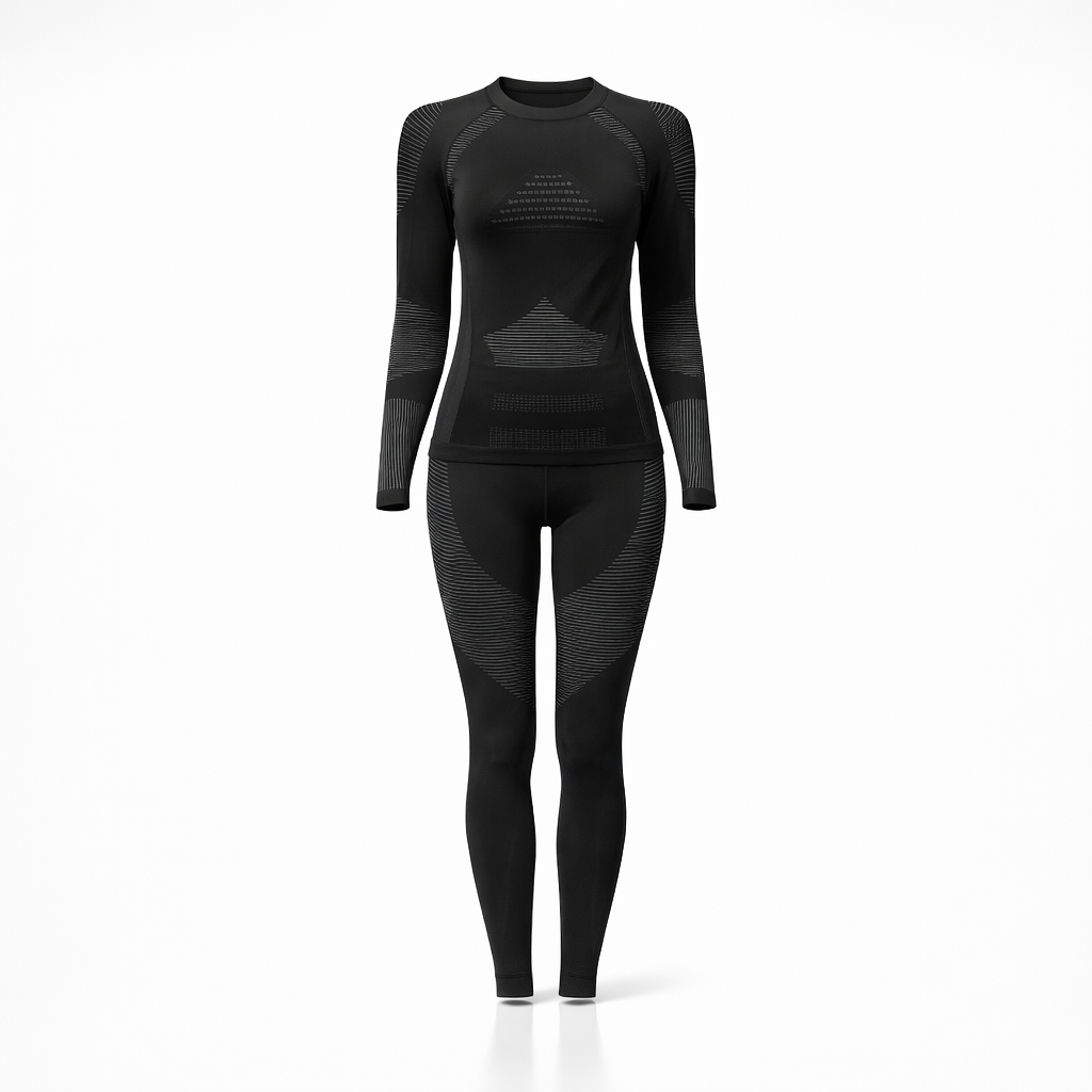 Women's Quick-Dry Thermal Base Layer Set | High Stretch Crew Neck | Autumn/Winter Sportswear | Yoga & Cycling Tights