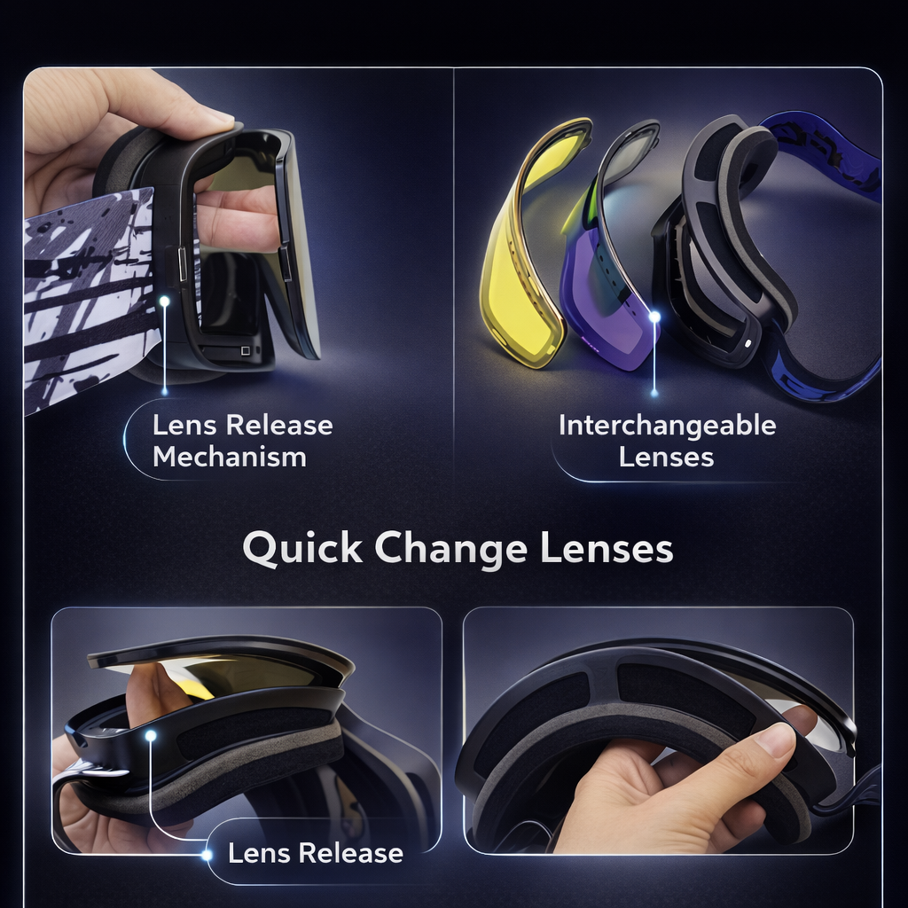 BOLLFO Ski Goggles | Magnetic Double Lens | Anti-Fog | Adjustable Strap | TPU Frame | Snowboarding | Mixed Colors | Adults