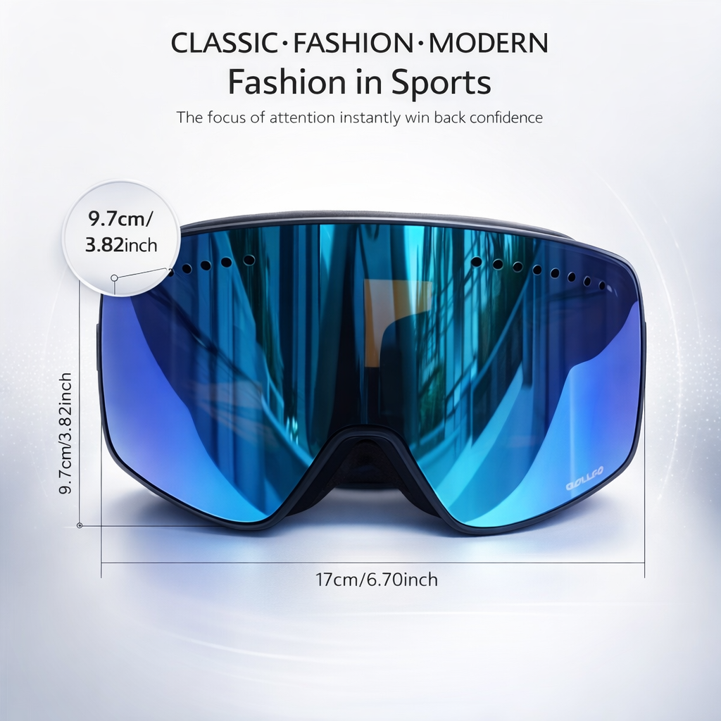 BOLLFO Ski Goggles | Magnetic Double Lens | Anti-Fog | Adjustable Strap | TPU Frame | Snowboarding | Mixed Colors | Adults