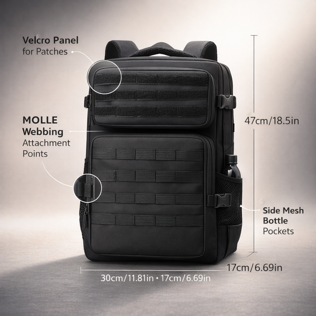 Tactical Military Backpack | Large Capacity Multi-Layer Hiking & Camping Pack | Camouflage Design for Outdoor Adventures