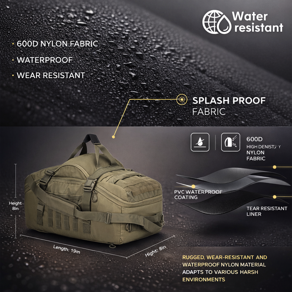 Tactical Duffel Bag | Large Molle Backpack for Camping Hiking | Durable Polyester | Men’s Outdoor Travel Pack