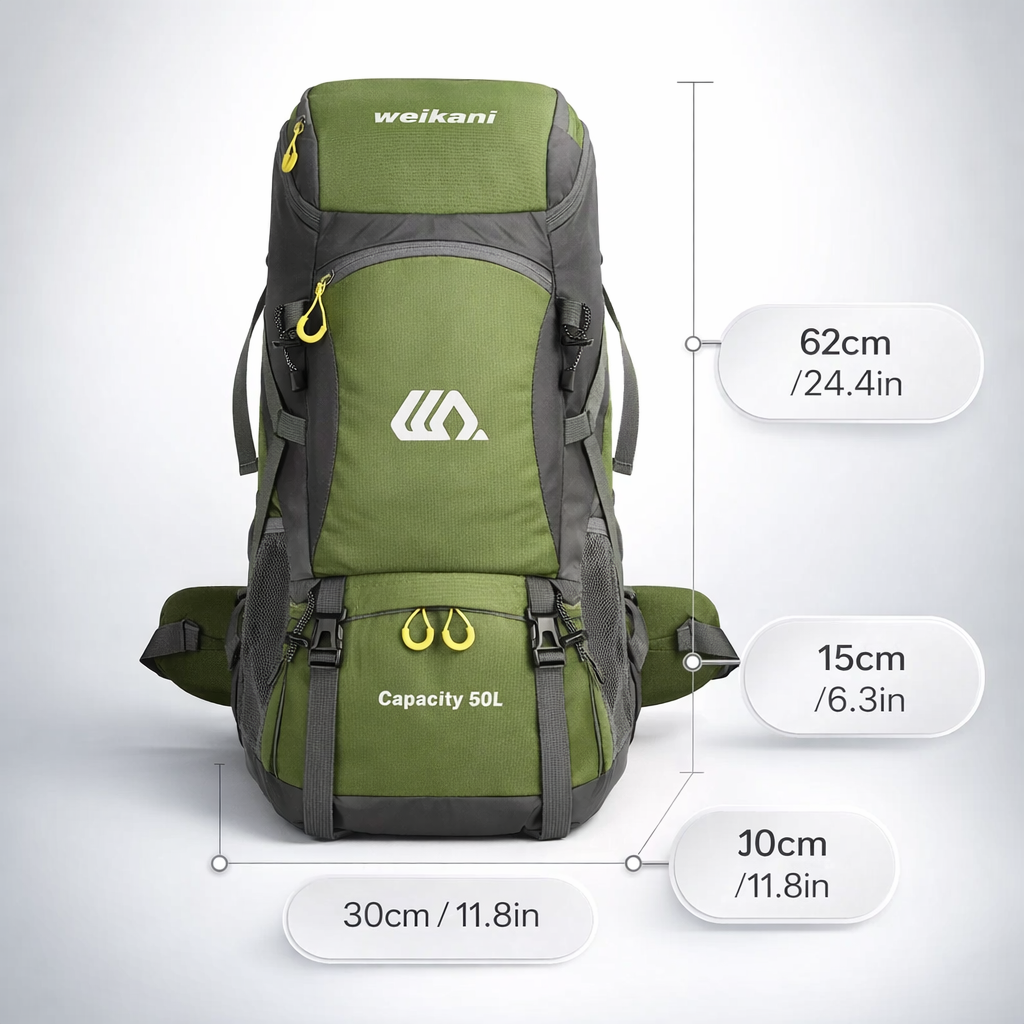 Rilibegan Nylon Hiking Backpack | 50L Outdoor Sport Travel Pack | Extern Frame | Camping Climbing Fishing Bag