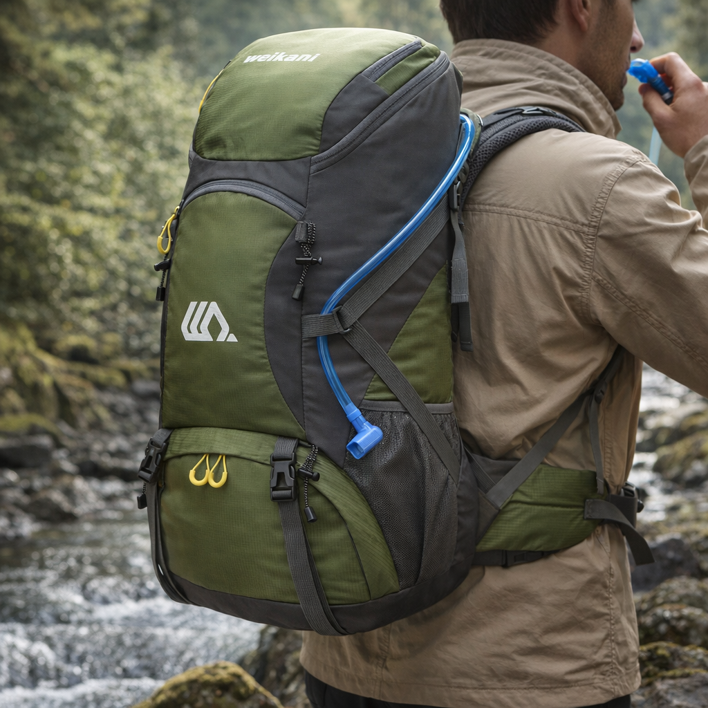 Rilibegan Nylon Hiking Backpack | 50L Outdoor Sport Travel Pack | Extern Frame | Camping Climbing Fishing Bag