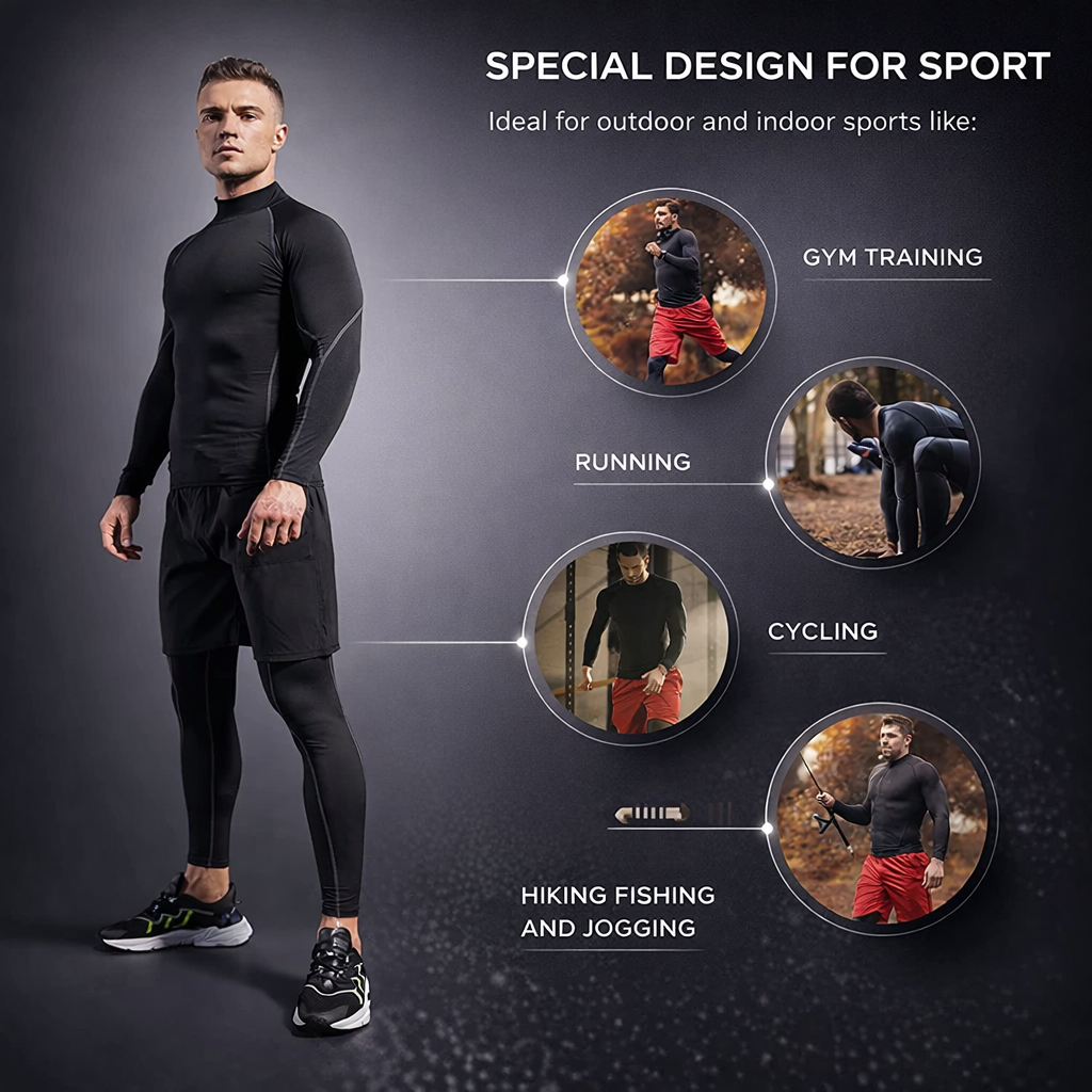 Men's Quick-Dry Compression Top | Long Sleeve Gym Fitness Shirt | Bodybuilding Running Apparel