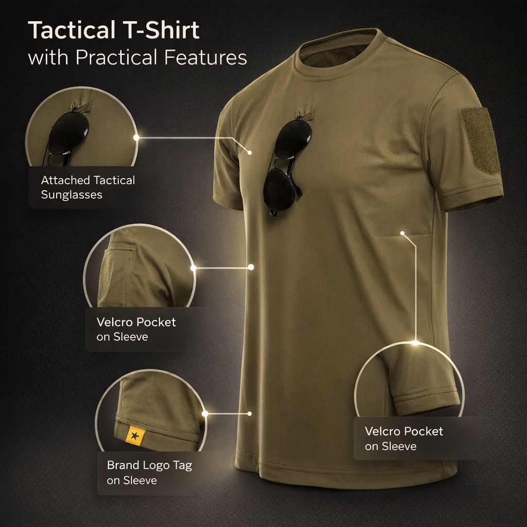 Men's Quick-Dry Tactical T-Shirts | Breathable Military-Style Activewear | Hiking Camping Gym Tops