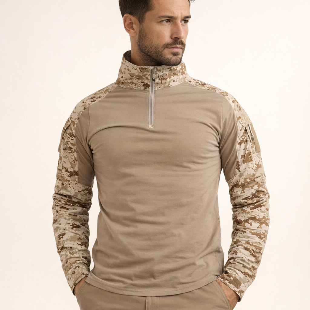 Men's Outdoor Tactical Long Sleeve Shirt | Camouflage Design | Cotton DRYTEC Fabric