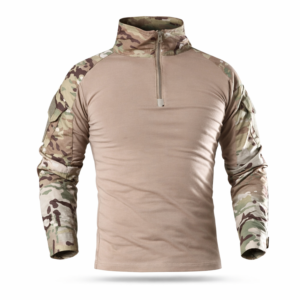 Men's Outdoor Tactical Long Sleeve Shirt | Camouflage Design | Cotton DRYTEC Fabric
