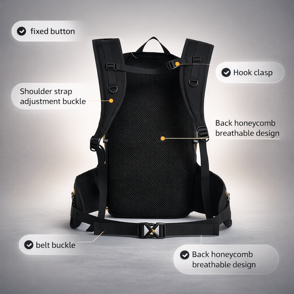 Lightweight Nylon Outdoor Backpack with 2L Hydration Bladder | Running, Hiking, Cycling Gear | Mesh Ventilation Design