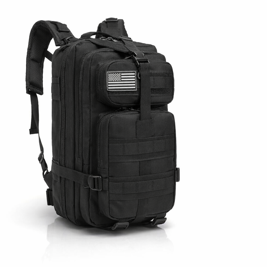 Men's Outdoor Nylon Backpack | 25L Hiking Camping Sports | Durable Hand Washable Bag | Black