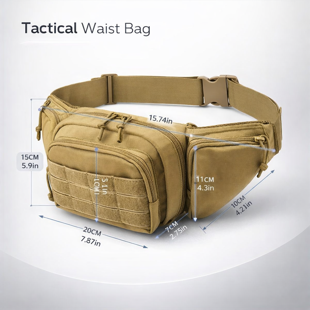 Men's Nylon Tactical Waist Pack | Sports Climbing Camping Motorcycle Bag | Tool Storage | Casual Use