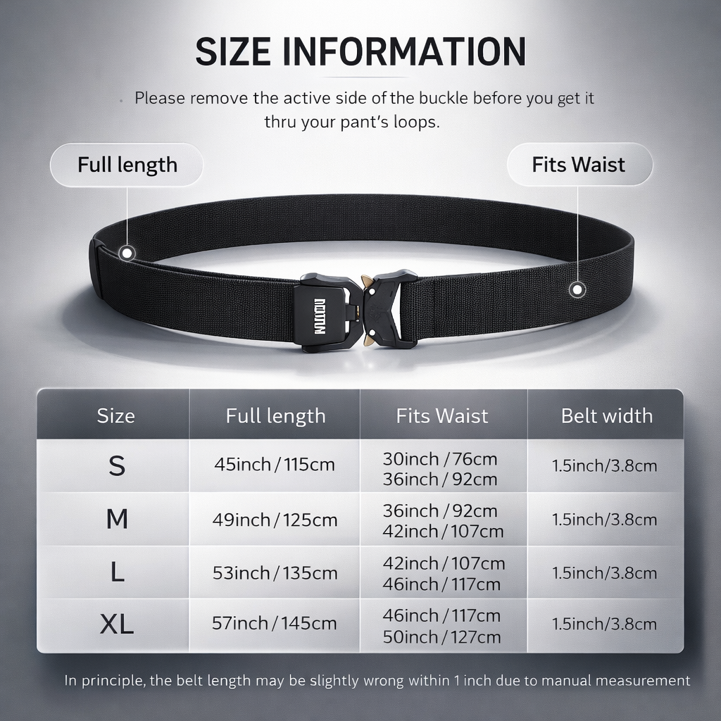 Quick Release Nylon Tactical Belt | Men's Black Hiking Hunting Belt | Elastic Zinc Alloy Buckle | Outdoor Sports Accessory