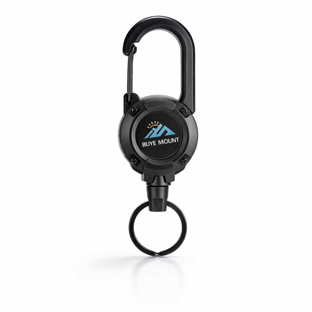 Outdoor Retractable Keychain | Steel Wire Rope | High-Resilience ABS | Quick-Release Buckle | Anti-Loss Clip | Black
