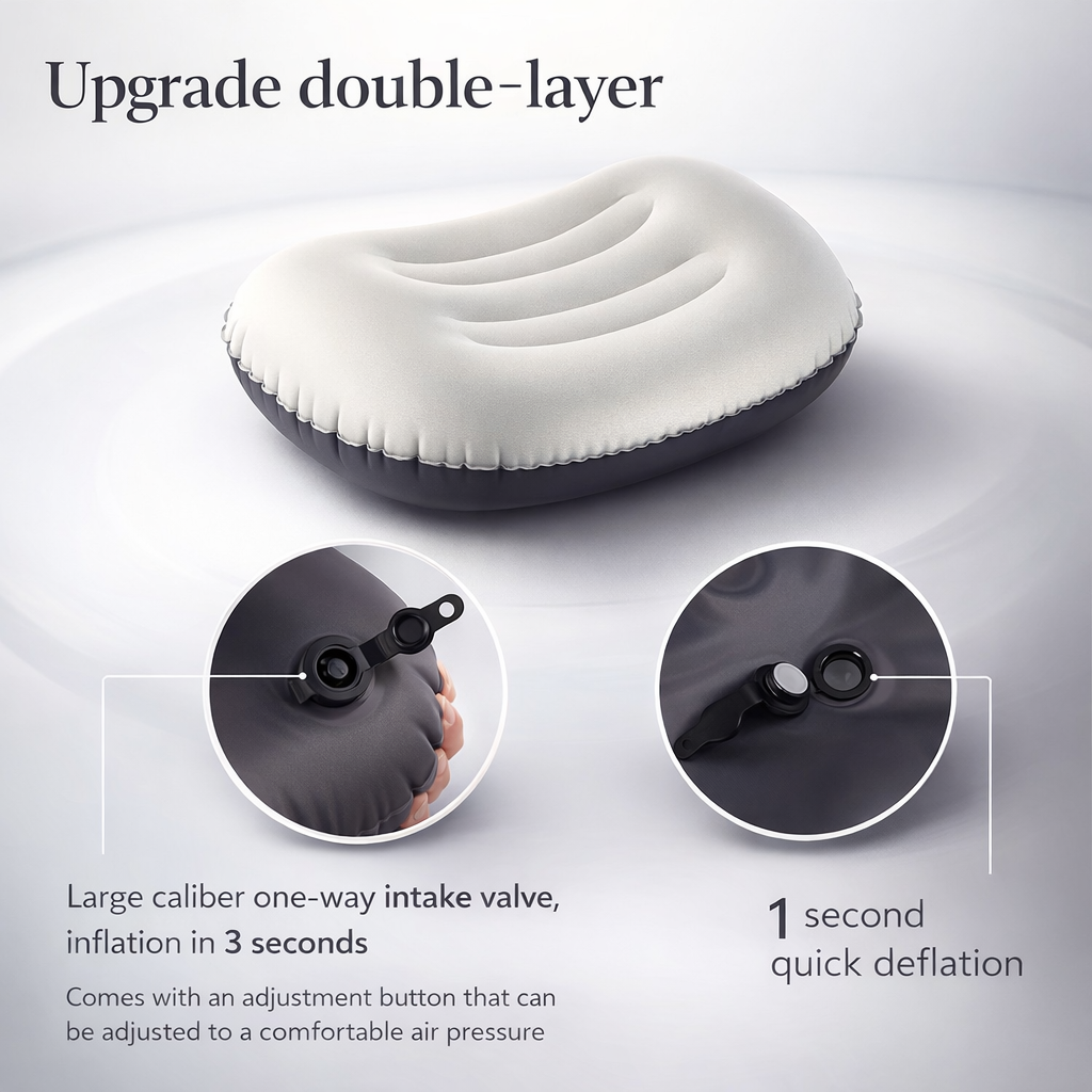 Ultralight Inflatable Travel Pillow | All-Season Polyester | Modern Style for Camping & Outdoor Adventure