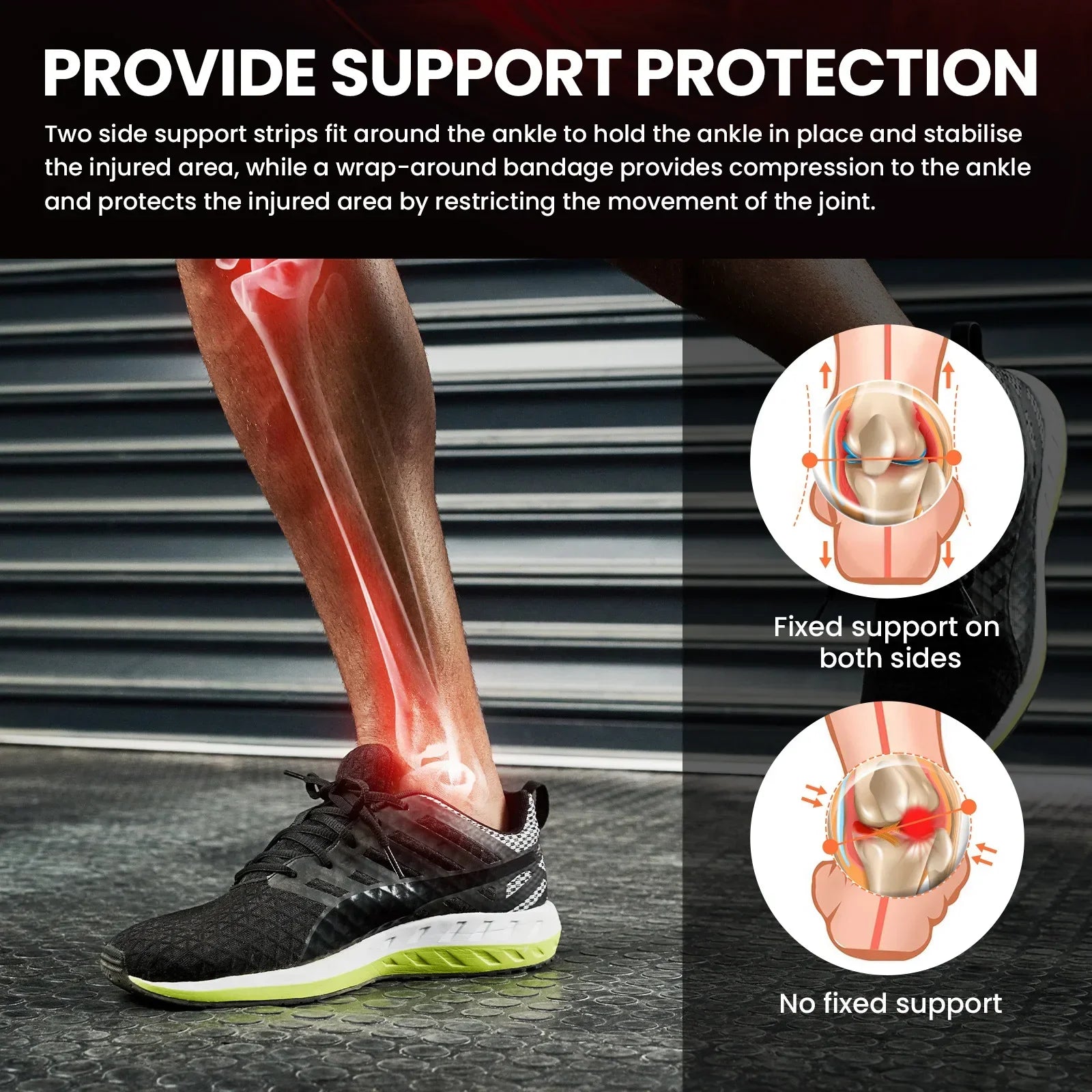 Unisex Ankle Support Brace | Elastic Stabilizer | Rotatable Strap | Injury Recovery | OIMG