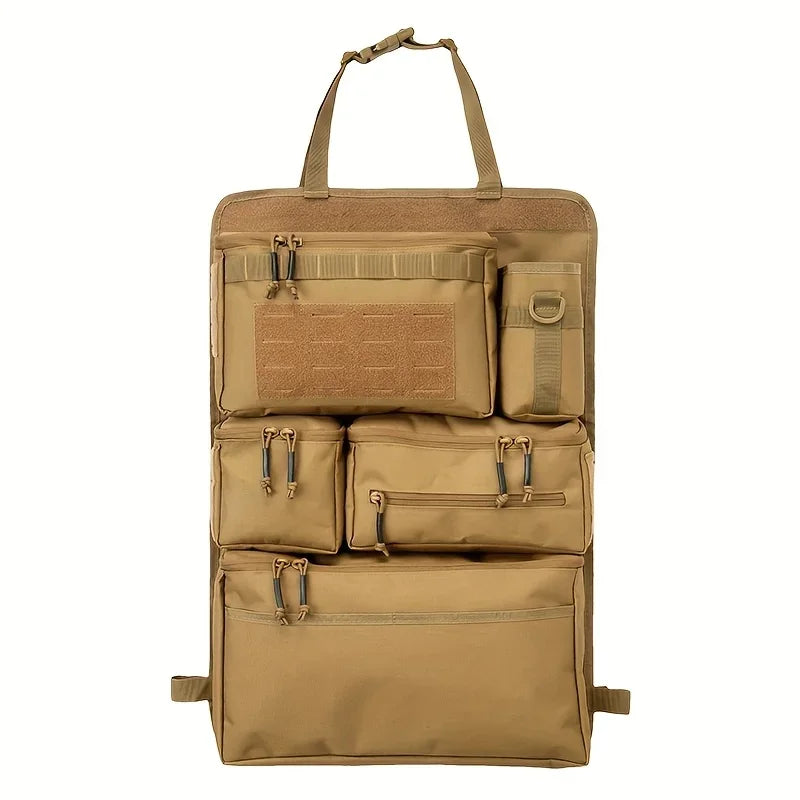 Car Backseat Tactical Organizer | Multi-Pocket Hanging Storage Bag | Foldable Polyester Camo Design