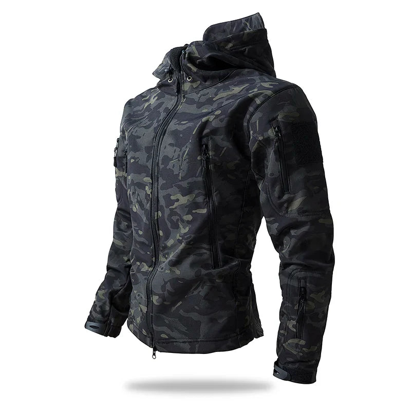Camouflage Waterproof Soft Shell Jacket Men | Fleece Lined Hooded Coat | Autumn Winter Casual Outdoor