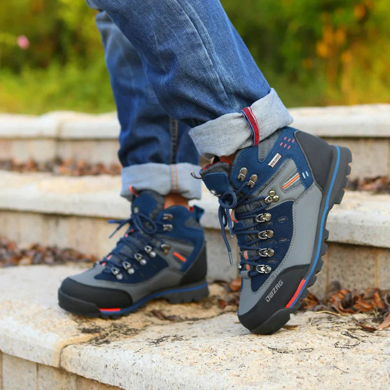 Men's Leather Hiking Boots | Waterproof Outdoor Climbing Shoes | High-Top Winter Trekking Sneakers
