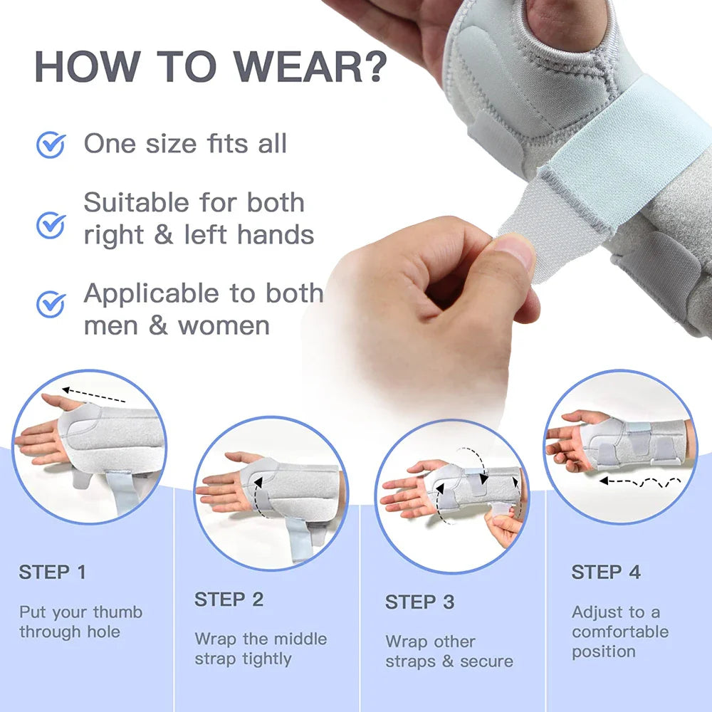 Adjustable Wrist Support Brace | Pain Relief for Carpal Tunnel Arthritis Tendonitis | Men Women | Left Right Hand | Nylon Sponge Aluminum