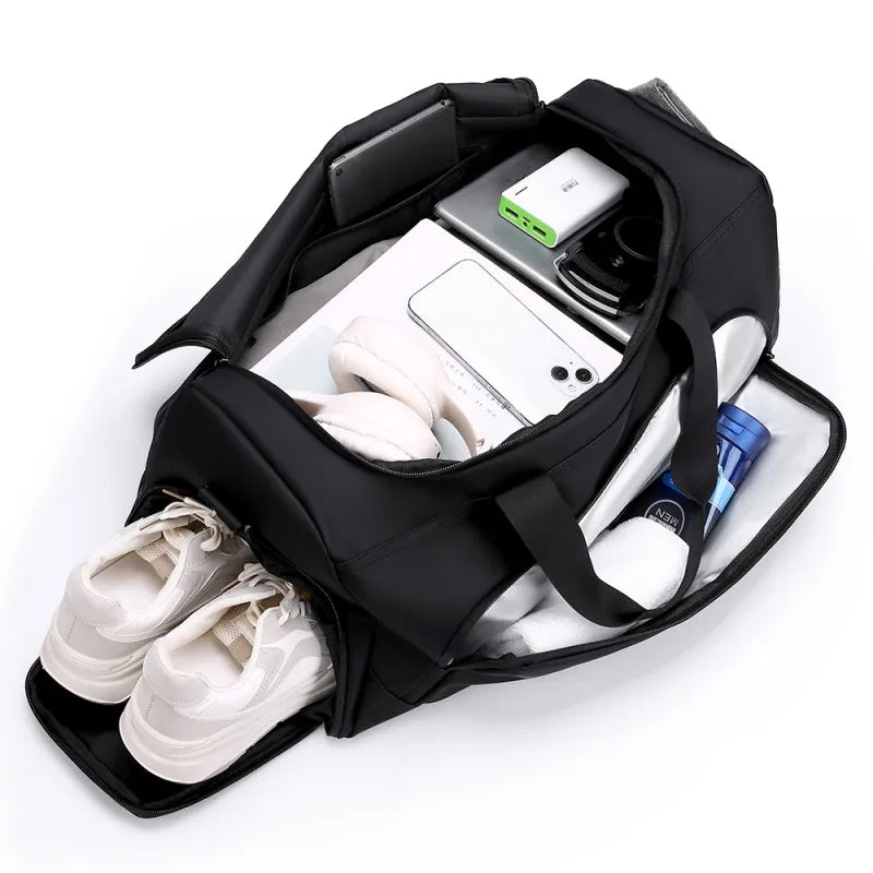 Portable Travel Duffel Bag | Large Capacity PU Handbag | Multiple Compartments | Shoe Storage | Waterproof Gym Vacation