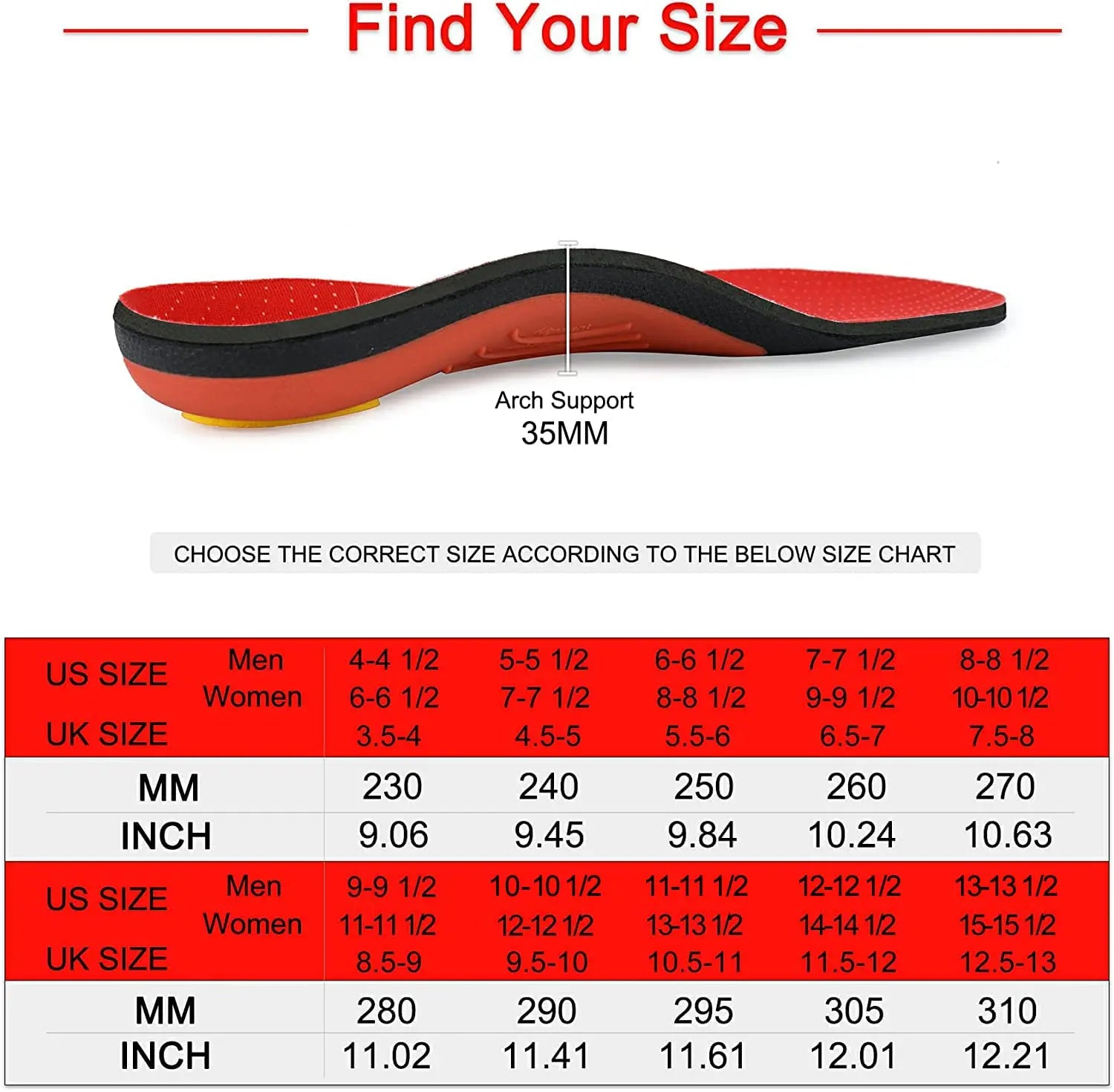 Orthopedic Sports Insoles | Plantar Fasciitis Relief | Arch Support | Shock Absorbing | Men & Women | Anti-Slip | Lightweight