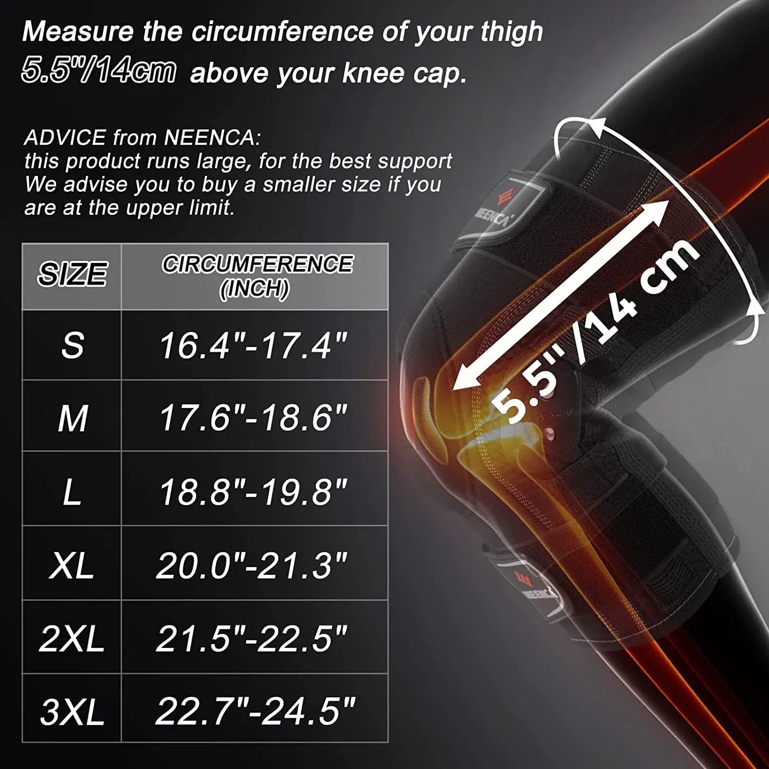 NEENCA Knee Brace | Neoprene Support with Side Stabilizers | Pain Relief for Arthritis Meniscus ACL | Model HX086
