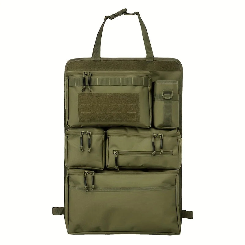 Car Backseat Tactical Organizer | Multi-Pocket Hanging Storage Bag | Foldable Polyester Camo Design
