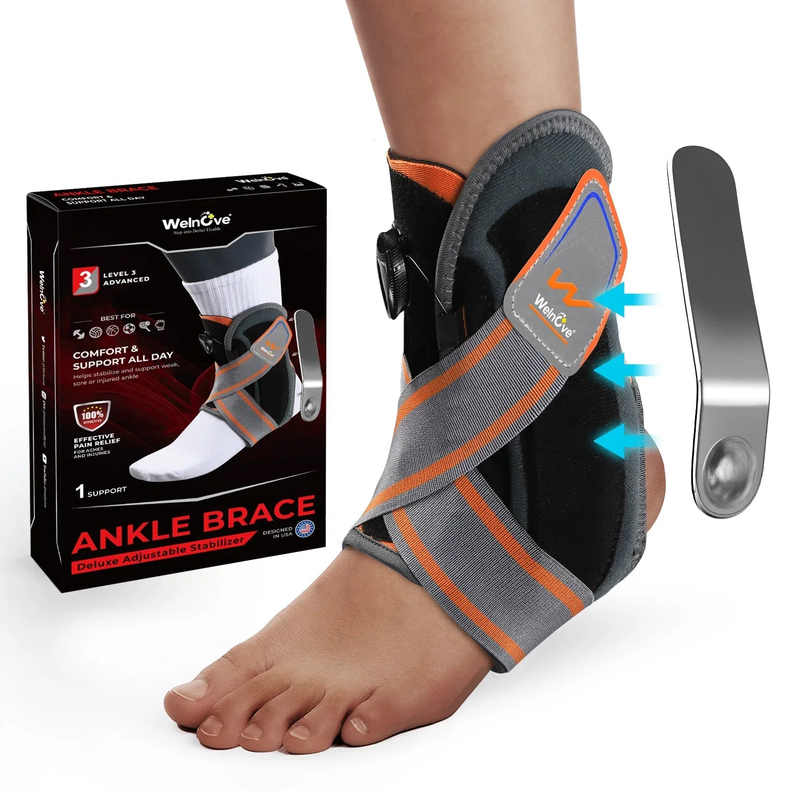 Unisex Ankle Support Brace | Elastic Stabilizer | Rotatable Strap | Injury Recovery | OIMG