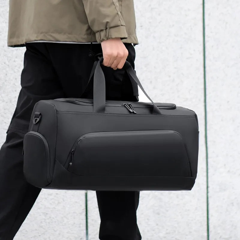 Portable Travel Duffel Bag | Large Capacity PU Handbag | Multiple Compartments | Shoe Storage | Waterproof Gym Vacation