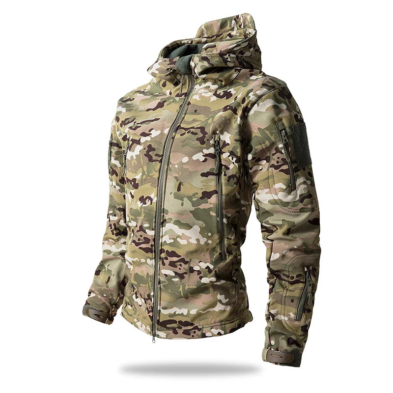 Camouflage Waterproof Soft Shell Jacket Men | Fleece Lined Hooded Coat | Autumn Winter Casual Outdoor