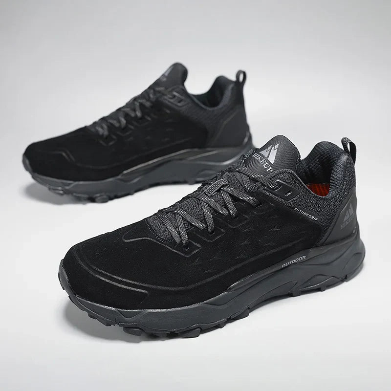 HIKEUP Men's Outdoor Hiking Shoes | Suede Leather Breathable Sneakers | Anti-Slip Trail Shoes Camping