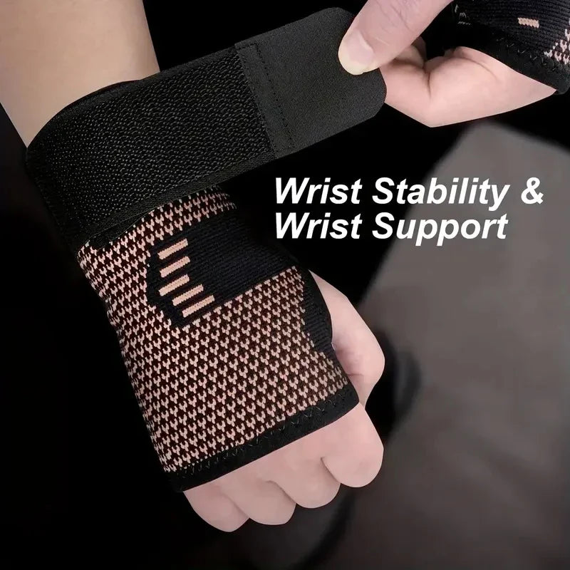 Copper Fiber Wrist Support Gloves | Adjustable Compression | Breathable Fit | Nylon for Adults | 2 Pack