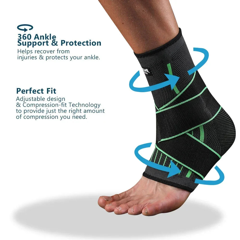 OIMG Adjustable Elastic Ankle Support | Compression Wrap for Plantar Fasciitis Achilles Tendonitis | Foot Stabilizer Sleeve
