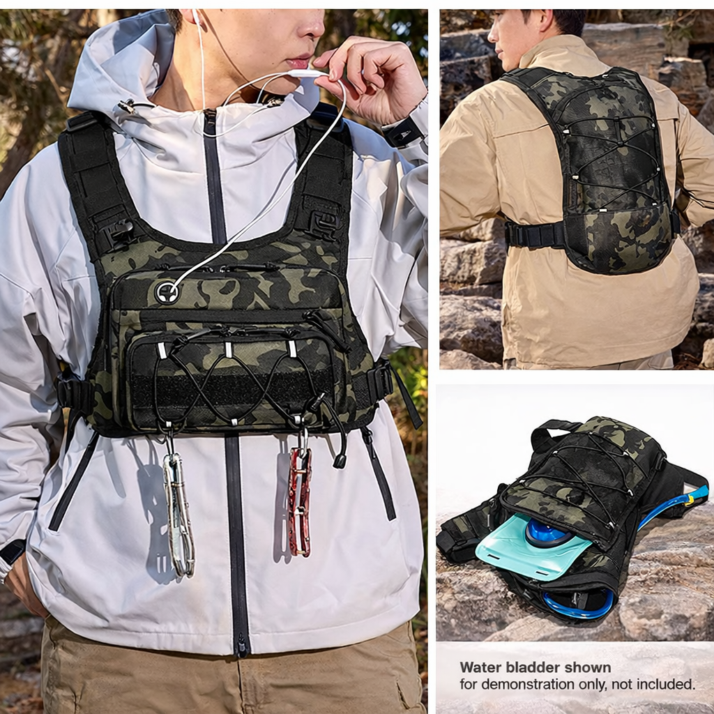 Hydration Vest | Tactical Chest Pack for Running Cycling Hiking | Outdoor Utility Bag for Men Women | All Seasons