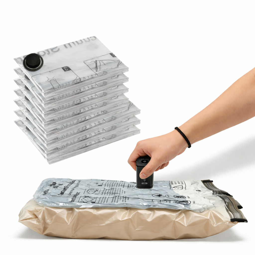 Space-Saving Vacuum Storage Bags | Travel Compression Seal Bags | Eco-Friendly Folding Design | Camping Essentials