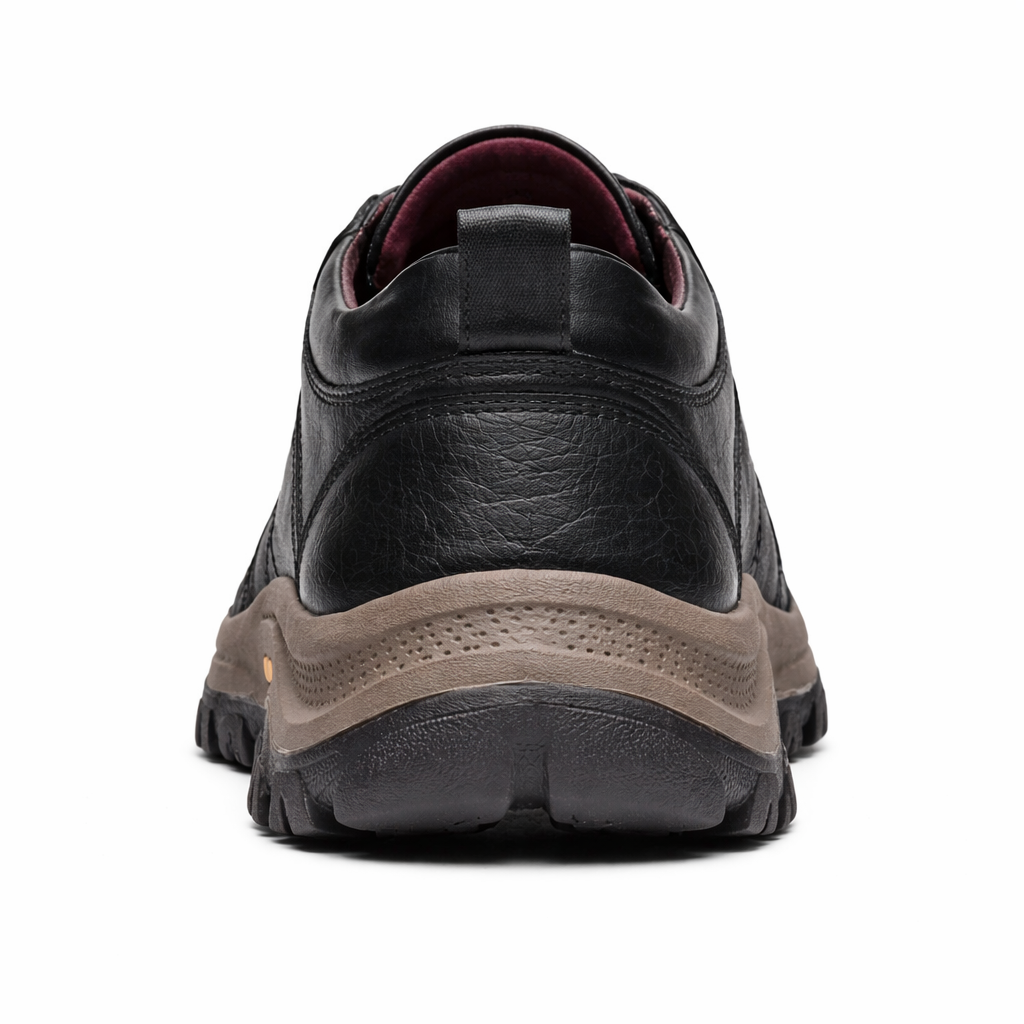 Men's Casual Leather Walking Shoes | Outdoor Sneakers | Anti-Slip Rubber Sole | Waterproof | Breathable | Black & Brown