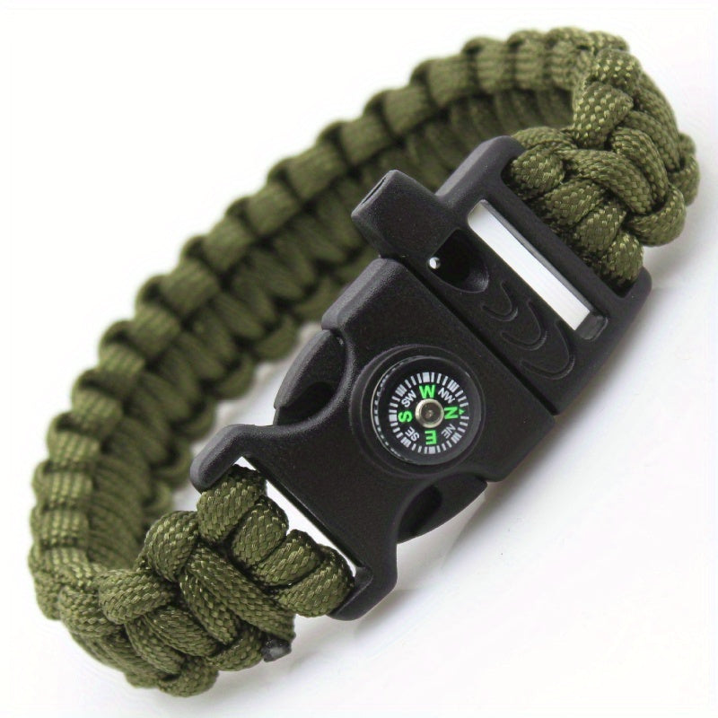 Men's Outdoor Survival Bracelet | Nylon Strap | Built-in Compass & Whistle | Camping Hiking Gift | Durable Fashion Accessory