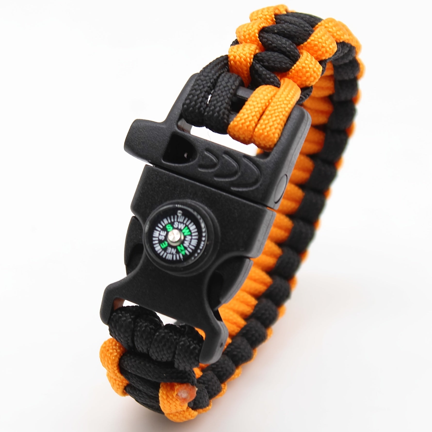 Men's Outdoor Survival Bracelet | Nylon Strap | Built-in Compass & Whistle | Camping Hiking Gift | Durable Fashion Accessory