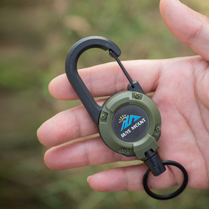 Outdoor Retractable Keychain | Steel Wire Rope | High-Resilience ABS | Quick-Release Buckle | Anti-Loss Clip | Black