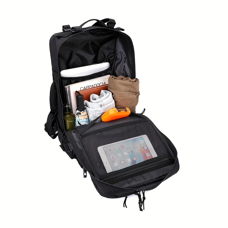 Men's Outdoor Nylon Backpack | 25L Hiking Camping Sports | Durable Hand Washable Bag | Black