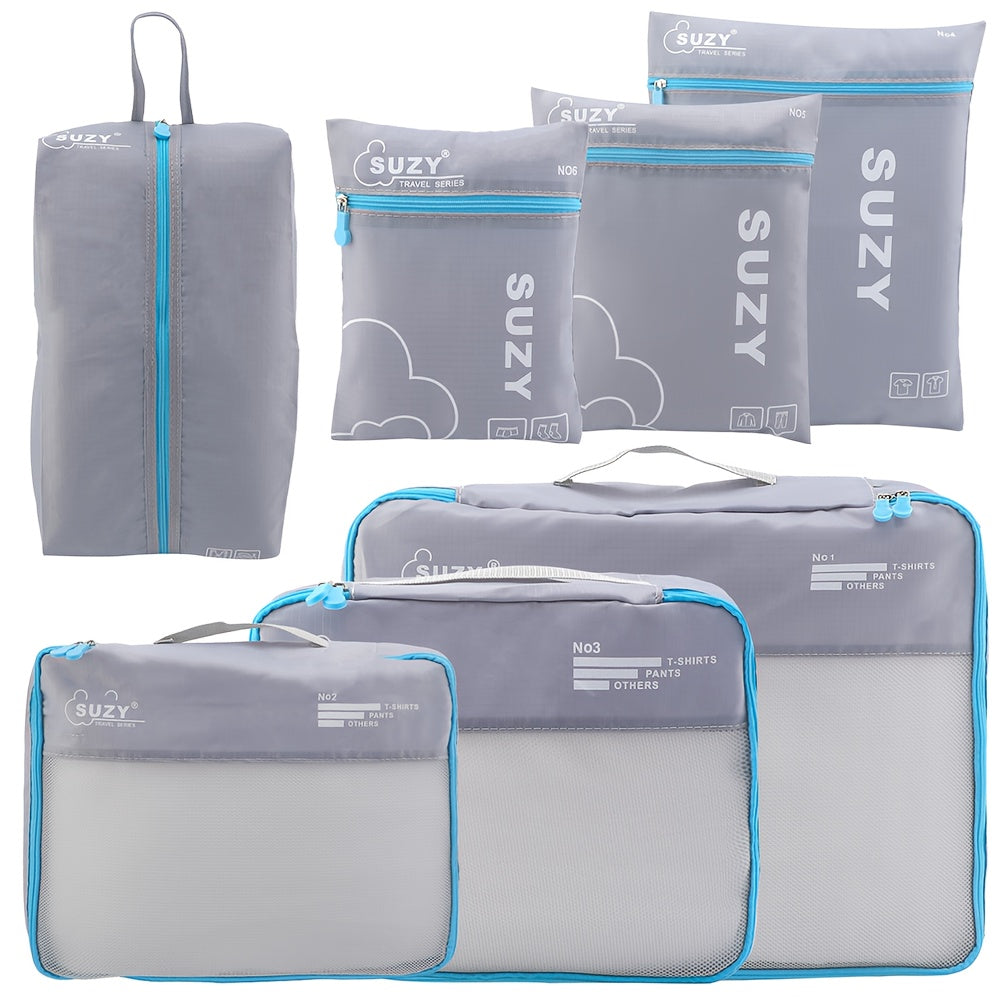 Travel Packing Cube Set 7pcs | Zipper Closure | Polyester | Fashion Apparel Organizer | Rose Red