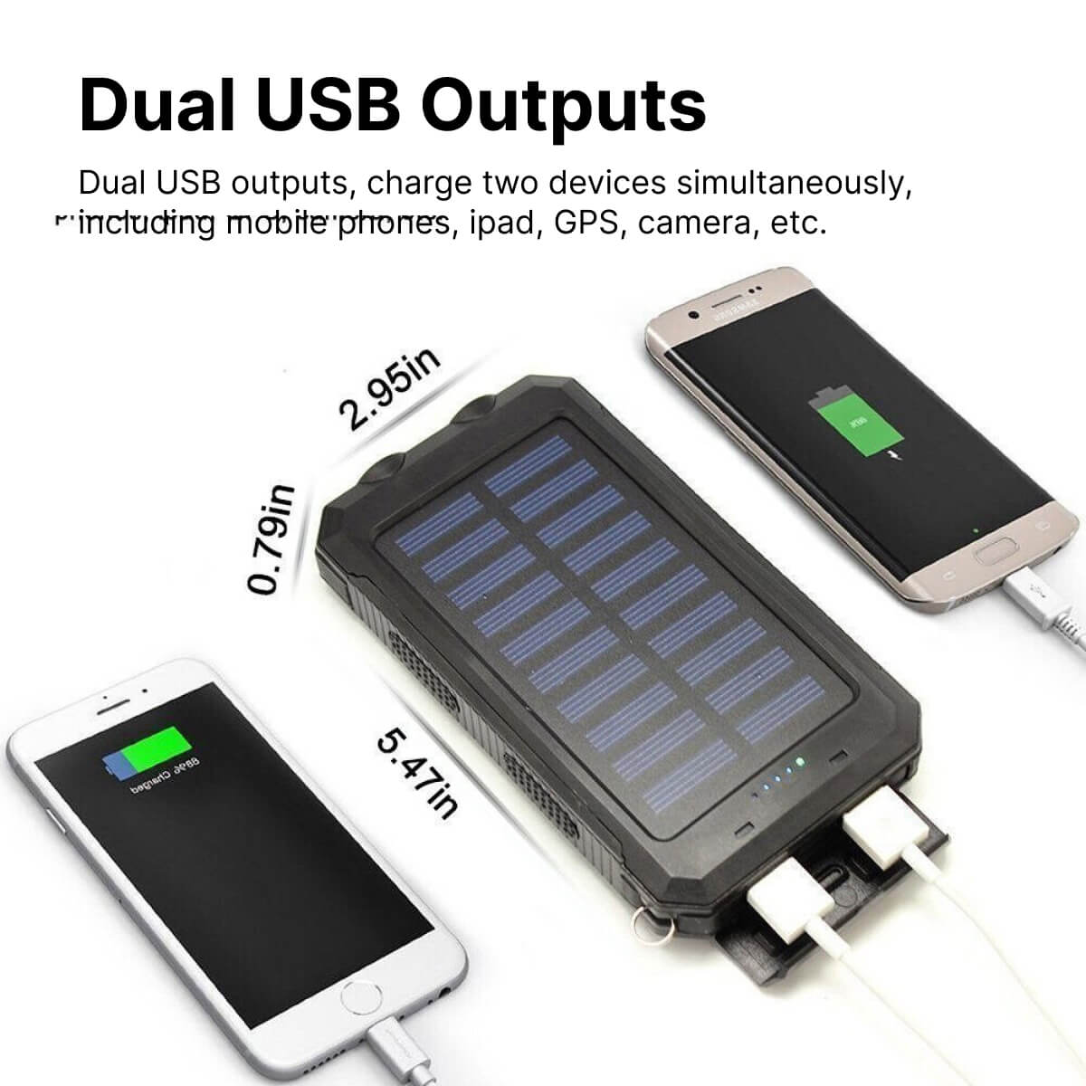 Solar Power Bank 20000mAh | Waterproof Dual USB Charger | LED Flashlight | Portable External Battery