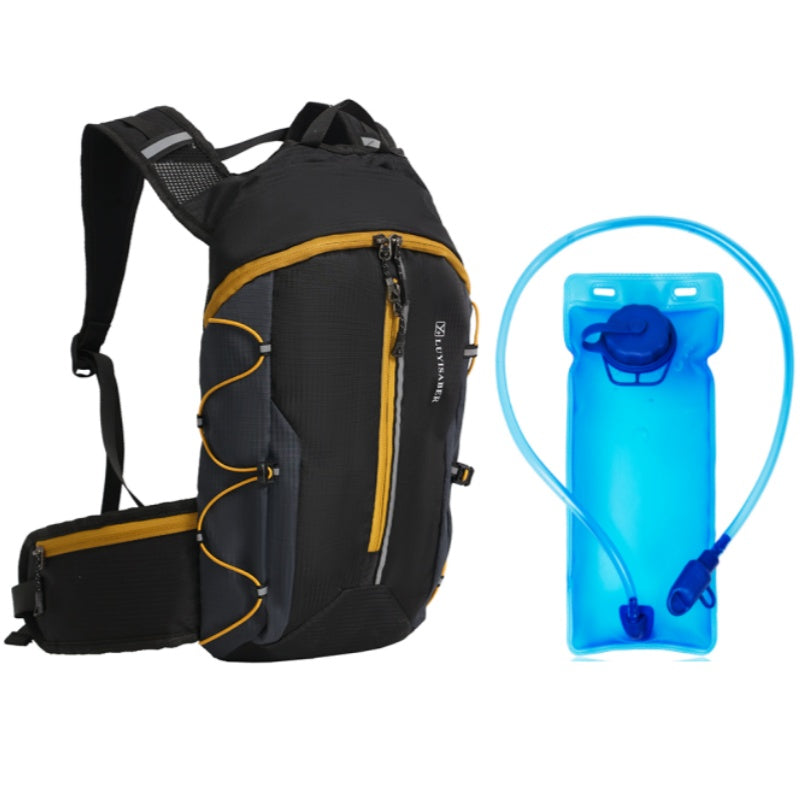 Lightweight Nylon Outdoor Backpack with 2L Hydration Bladder | Running, Hiking, Cycling Gear | Mesh Ventilation Design
