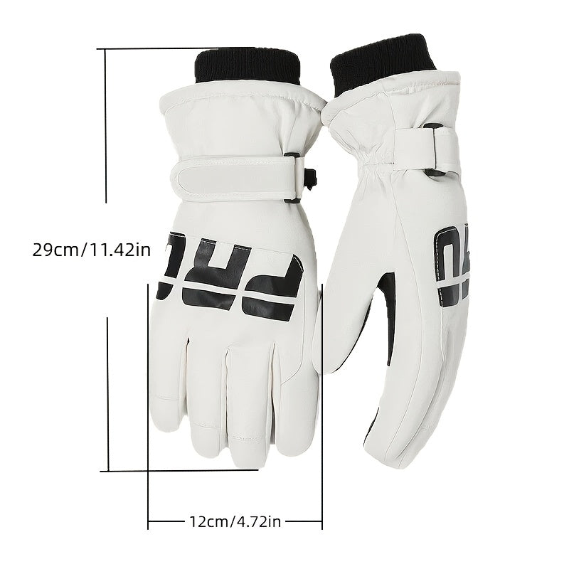 Men's Windproof Skiing Gloves | Warm Anti-Slip for Snowboarding & Winter Sports | Hook-and-Loop Closure | Acrylic Knit