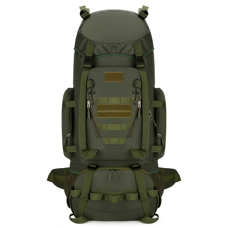 Large 100L Outdoor Backpack | Travel Hiking Camping | Adjustable Straps | Soft Shell | Utility Pockets | Universal Fit | Green