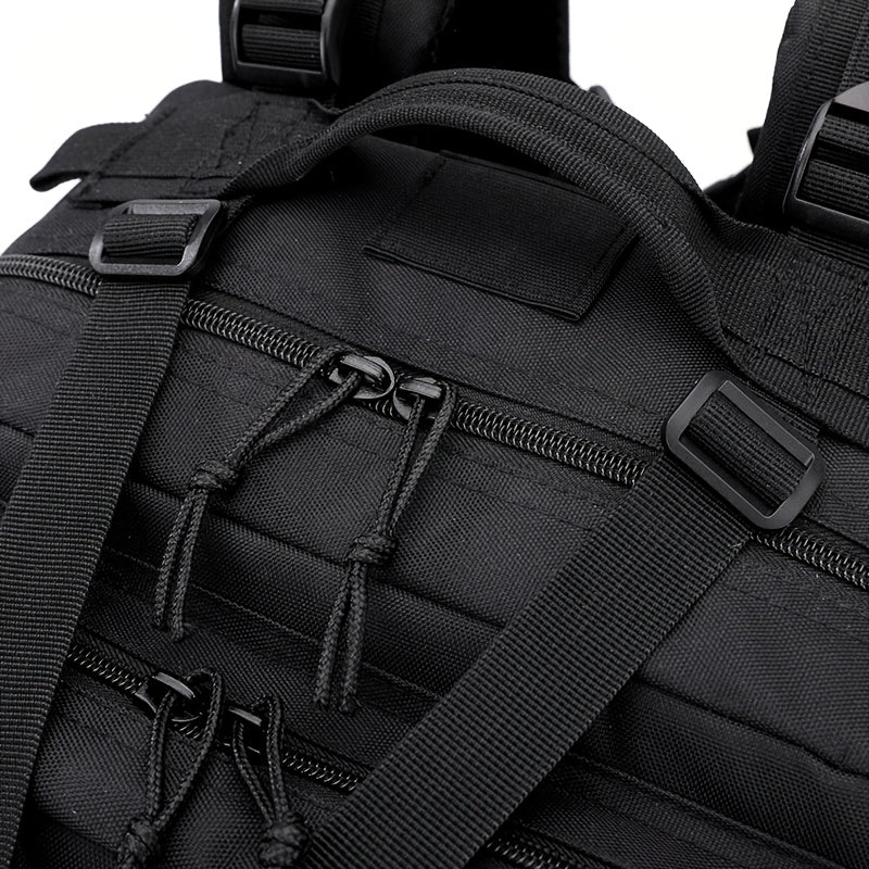 Men's Outdoor Nylon Backpack | 25L Hiking Camping Sports | Durable Hand Washable Bag | Black