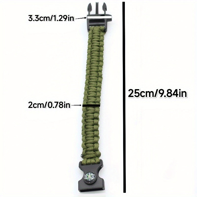 Men's Outdoor Survival Bracelet | Nylon Strap | Built-in Compass & Whistle | Camping Hiking Gift | Durable Fashion Accessory