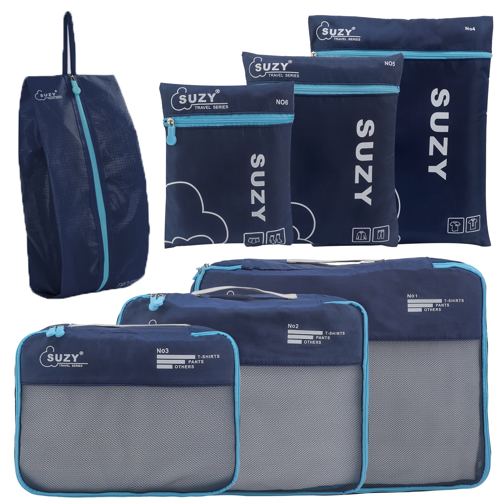 Travel Packing Cube Set 7pcs | Zipper Closure | Polyester | Fashion Apparel Organizer | Rose Red