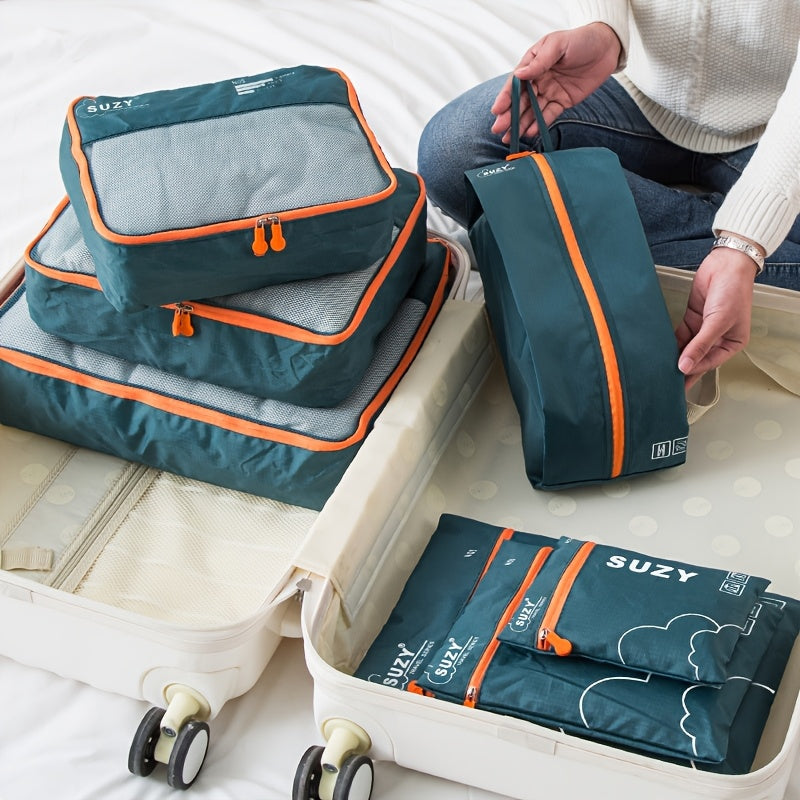 Travel Packing Cube Set 7pcs | Zipper Closure | Polyester | Fashion Apparel Organizer | Rose Red