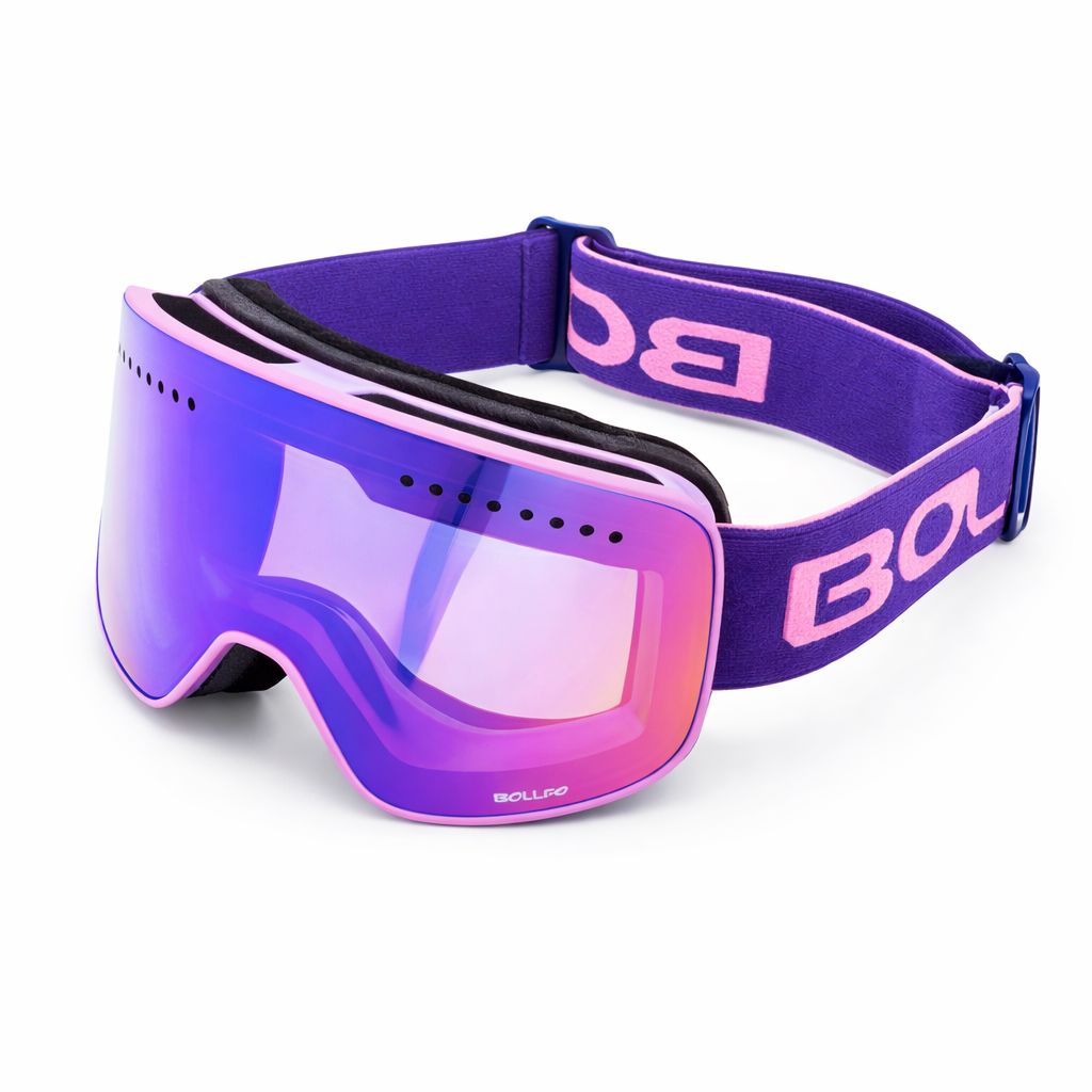 BOLLFO Ski Goggles | Magnetic Double Lens | Anti-Fog | Adjustable Strap | TPU Frame | Snowboarding | Mixed Colors | Adults
